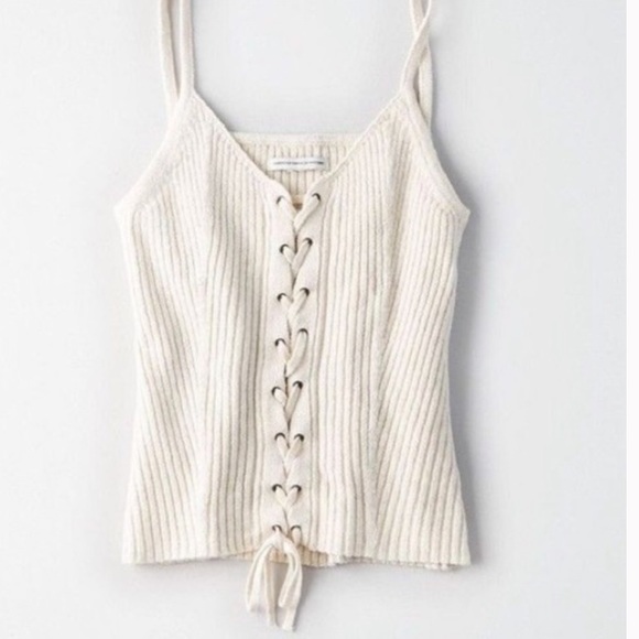 ✨5 for $15✨ American Eagle Knit Lace Up Top - Picture 2 of 10